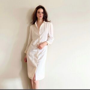 Vintage Christian Dior Silk Dress – Vintage XS S Striped Button Front